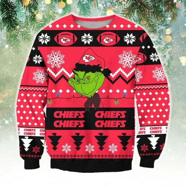 Kansas City Chiefs Cute Grinch Ugly Christmas Sweater (2)