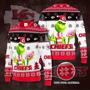 Kansas City Chiefs Grinch Knit Ugly Christmas sweater