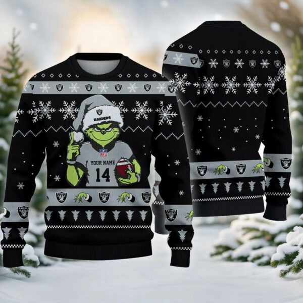 Las Vegas Raiders Grinch Custom Ugly Christmas Sweater