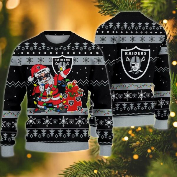 Las Vegas Raiders Santa Claus Dabbing Ugly Christmas Sweater