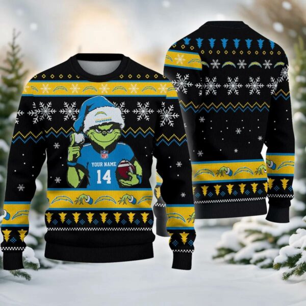 Los Angeles Chargers Grinch Custom Ugly Chrismas Sweater