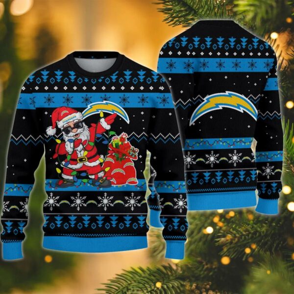 Los Angeles Chargers Santa Claus Dabbing Ugly Christmas Sweater