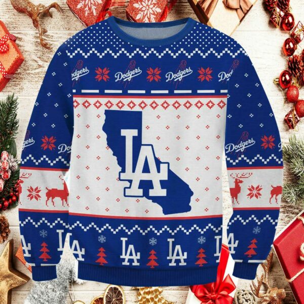 Los Angeles Dodgers Big Logo Ugly Christmas Sweater