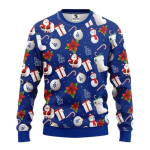 Los Angeles Dodgers Santa Claus Snowman Ugly Christmas Sweater