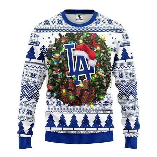 Los Angeles Dodgers Santa Hat Ugly Christmas Sweater