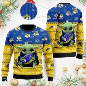 Los Angeles Rams Baby Yoda Ugly Christmas Sweater