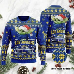 Los Angeles Rams Cute Baby Yoda Grogu Ugly Christmas Sweater