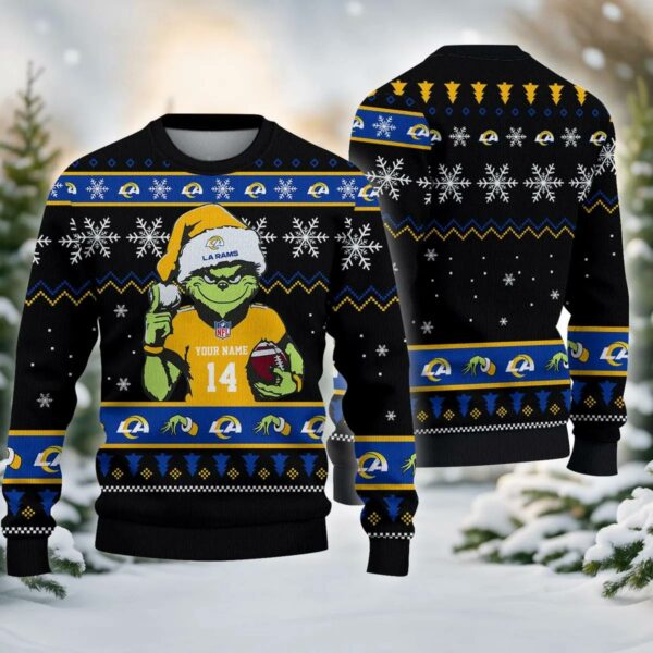 Los Angeles Rams Grinch Custom Ugly Christmas Sweater