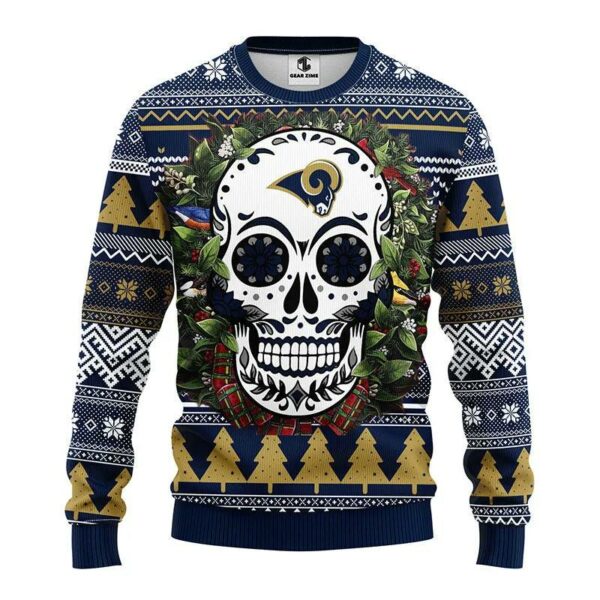 Los Angeles Rams Skull Flower Ugly Sweater Christmas