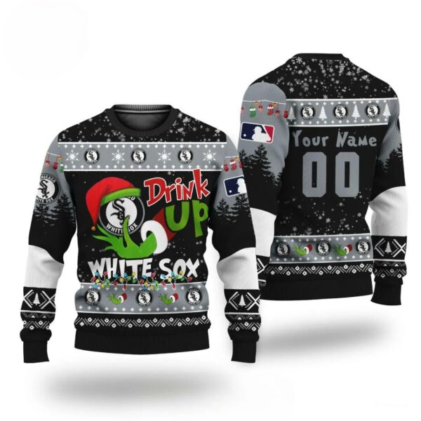 MLB Grinch Drink Up Chicago White Sox Custom Ugly Christmas Sweater