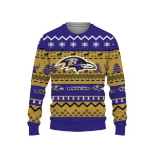 Merry Christmas Snow Pattern Funny Cute Baltimore Ravens Ugly Christmas Sweater