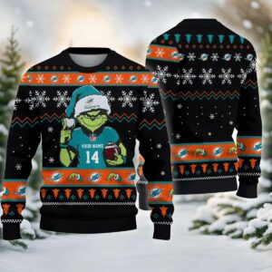 Miami Dolphins Grinch Custom Chrismas Ugly Sweater