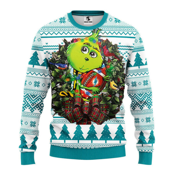 Miami Dolphins Grinch Hug Ugly Christmas Sweater Grinch Xmas Sweater 1.jpeg