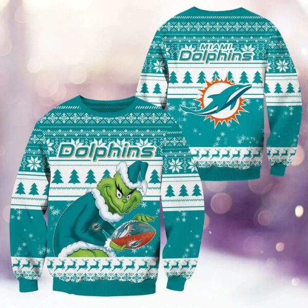 Miami Dolphins Grinch Stolen Ugly Christmas Sweater