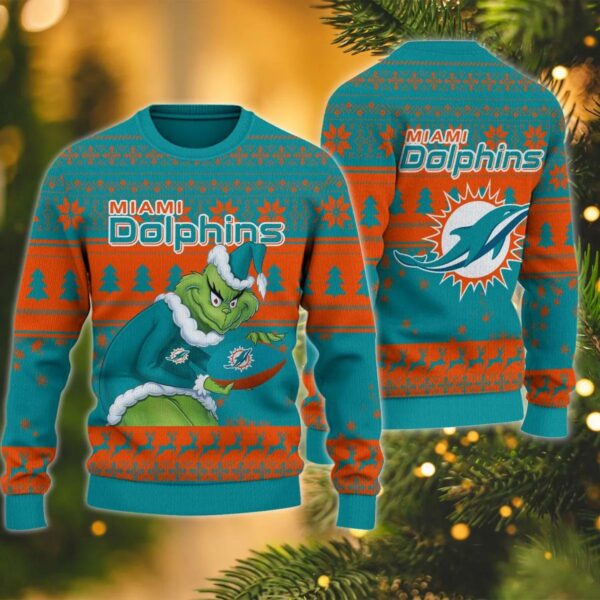 Miami Dolphins Grinch Stolen Ugly Sweater