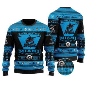 Miami Marlins Custom Ugly Christmas Sweater