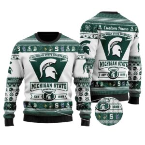 Michigan State Spartans Football Team Custom Ugly Christmas Sweater