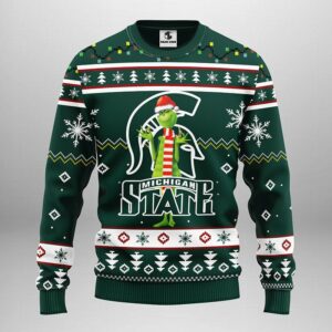 Michigan State Spartans Funny Grinch Ugly Christmas Sweater 1.jpeg