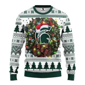 Michigan State Spartans Santa Hat Ugly Christmas Sweater