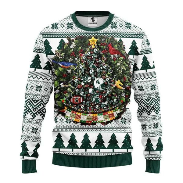 Michigan State Spartans Tree Ball Ugly Christmas Sweater