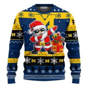 Michigan Wolverines Dabbing Santa Claus Ugly Christmas Sweater