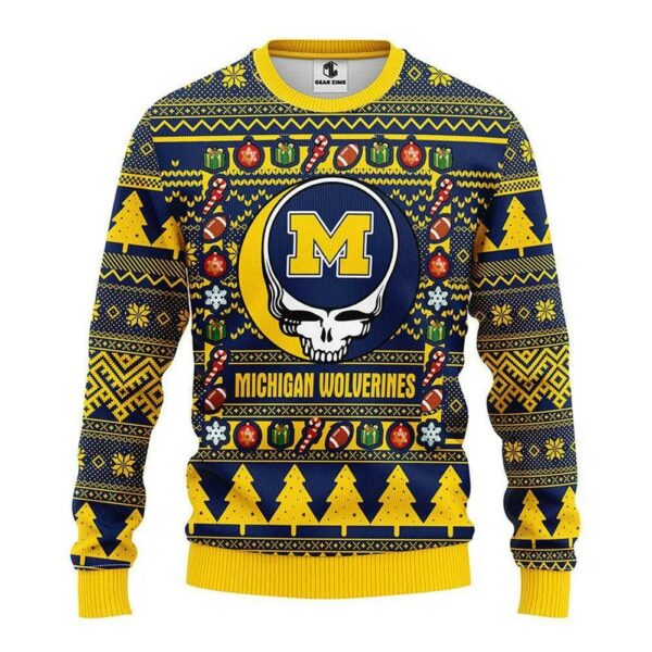 Michigan Wolverines Grateful Dead Ugly Christmas Sweater