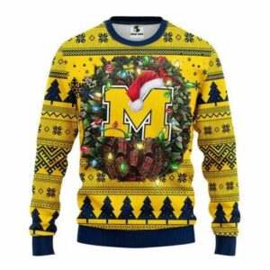 Michigan Wolverines Santa Hat Ugly Christmas Sweater