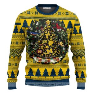 Michigan Wolverines Tree Ball Ugly Christmas Sweater