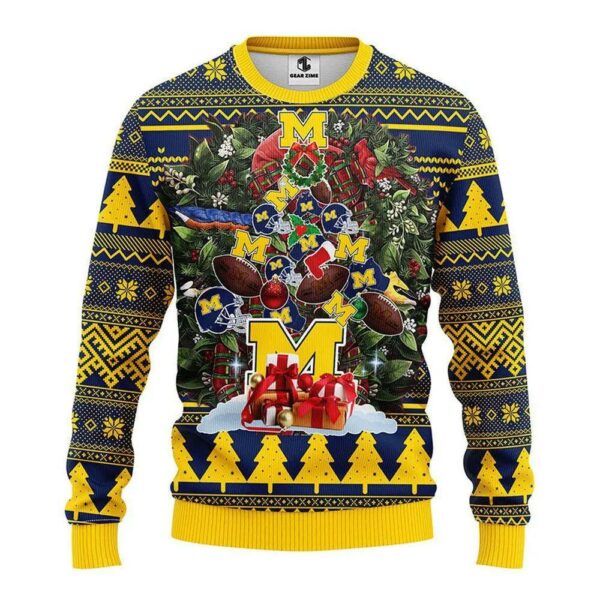 Michigan Wolverines Tree Party Ugly Christmas Sweater