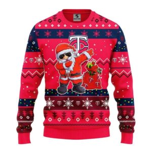 Minnesota Twins Dabbing Santa Claus Ugly Christmas Sweater