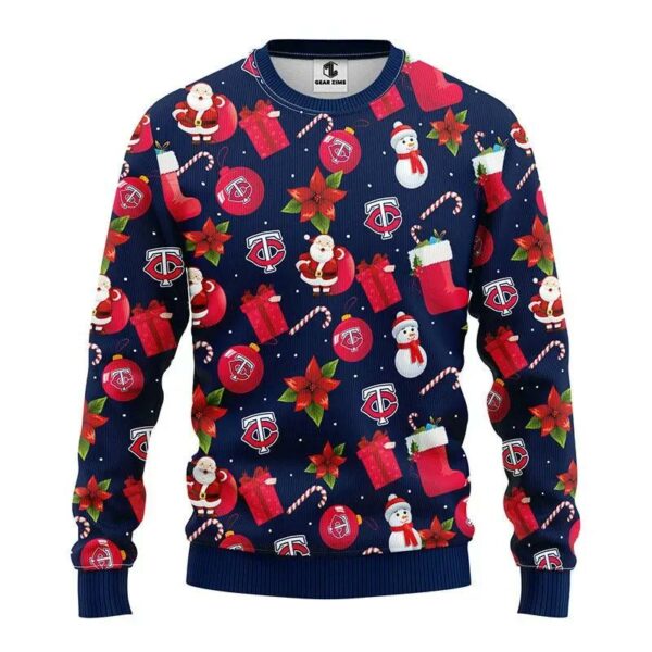 Minnesota Twins Santa Claus Snowman Ugly Christmas Sweater