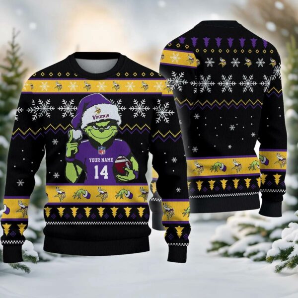 Minnesota Vikings Grinch Custom Ugly Chrismas Sweater