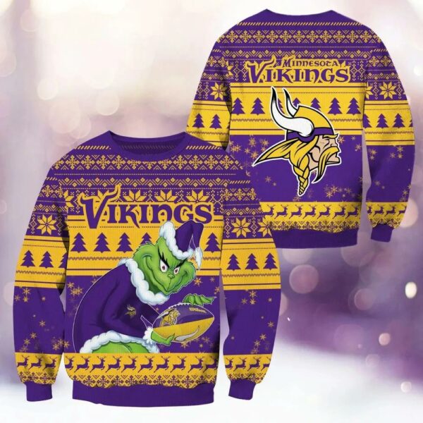 Minnesota Vikings Grinch Stolen Ugly Christmas Sweater