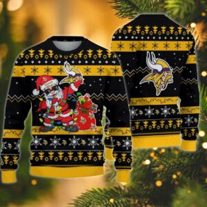 Minnesota Vikings Santa Claus Dabbing Ugly Christmas Sweater