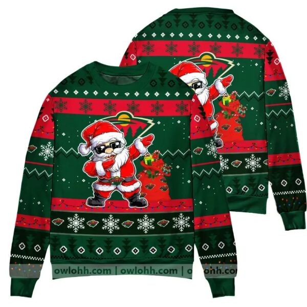 Minnesota Wild Dabbing Santa Claus Ugly Christmas Sweater