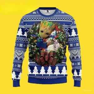 Mlb Atlanta Braves Groot Hug Ugly Christmas Sweater