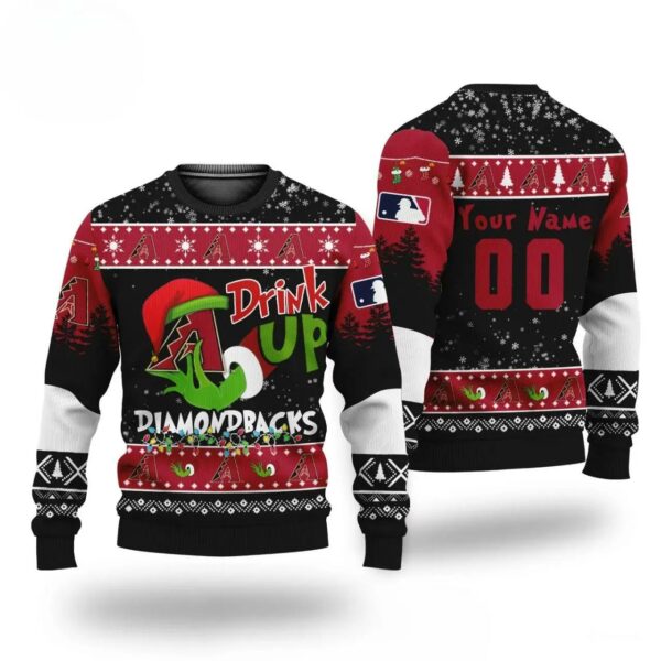 Mlb Grinch Drink Up Arizona Diamondbacks Custom Ugly Christmas Sweater