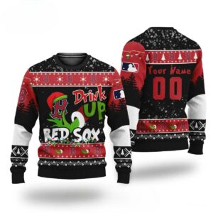 Mlb Grinch Drink Up Boston Red Sox Custom Ugly Christmas Sweater