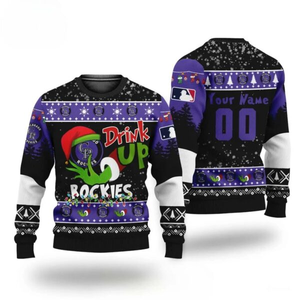 Mlb Grinch Drink Up Colorado Rockies Custom Ugly Christmas Sweater