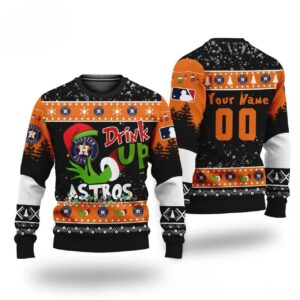 Mlb Grinch Drink Up Houston Astros Custom Ugly Christmas Sweater