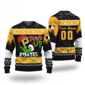 Mlb Grinch Drink Up Pittsburgh Pirates Custom Ugly Christmas Sweater