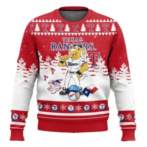 Mlb Texas Rangers Captain Mascot Ugly Christmas Sweater 1