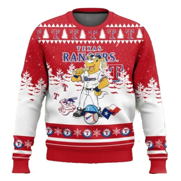 Mlb Texas Rangers Captain Mascot Ugly Christmas Sweater 1