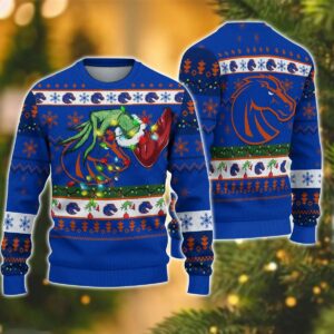 NCAA Boise State Broncos Grinch Ugly Christmas Sweater