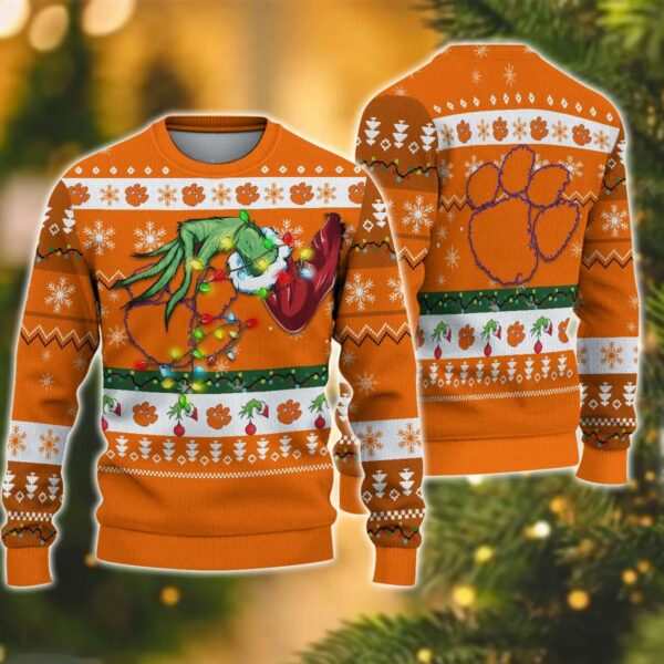 NCAA Clemson Tigers Grinch Ugly Christmas Sweater