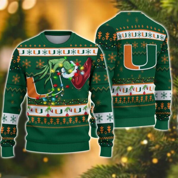 NCAA Miami Hurricanes Grinch Ugly Christmas Sweater