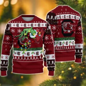 NCAA South Carolina Gamecocks Grinch Ugly Christmas Sweater