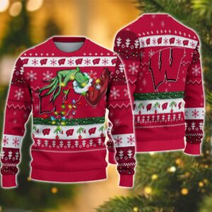 NCAA Wisconsin Badgers Grinch Ugly Christmas Sweater