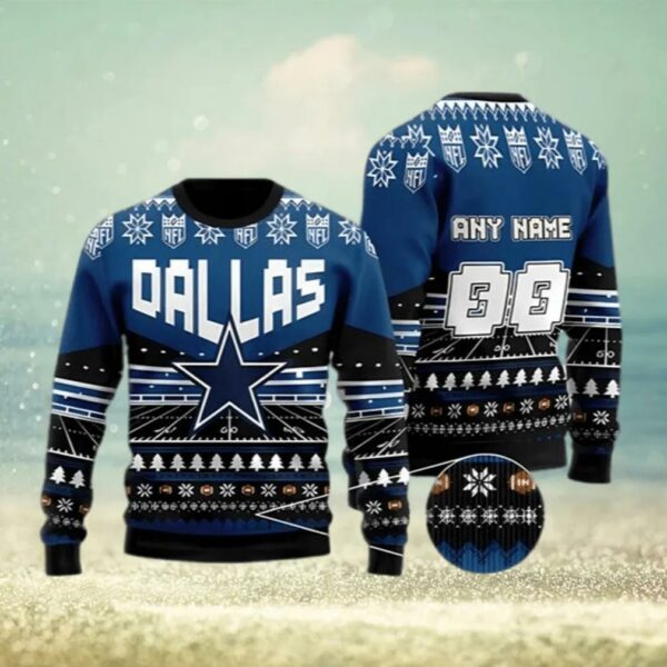 NFL Dallas Cowboys Custom Name And Number Christmas Gift For Fans Ugly Christmas Sweater Christmas Sweater Dallas Cowboys 1.jpg