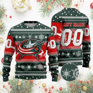 NHL Columbus Blue Jackets Personalized Name & Number Ugly Christmas Sweater